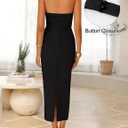 ZESICA Women's 2026 Summer Sleeveless Midi Dress Halter Neck Backless Wedding Guest Cocktail Party Bodycon Long Dresses (Black, L)