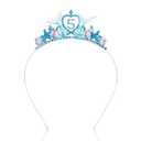 Jaciya Mermaid Birthday Decorations Blue Mermaid Tiara Silver Metal Headband 5 Year Old Girl Birthday Gifts Mermaid Tails for Girls Mermaid Party Favors