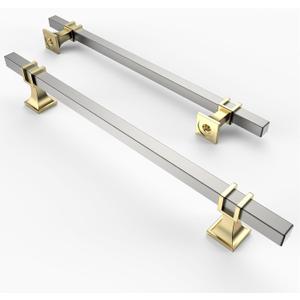 Asidrama 10 Pack 7.5 Inch(192mm) Brushed Satin Nickel and Gold Kitchen Cabinet Handles, Cabinet Pulls Kitchen Cabinet Hardware for Cupboard Drawer Pulls