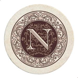 Thirstystone Monogram Letter N 4 Pack Sandstone Coasters Manufactured in The USA Decorative Absorbent Easily Wipes Clean (Multicolor)