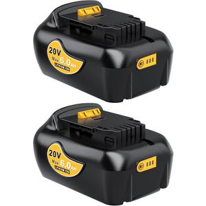 Genuine Capacity 2 Pack 6Ah 20V Max Battery Replacement for Dewalt 20V Battery with USB and USB-C Charging Port, True Capacity Lithium ion Battery Compatible with All 20V Dewalt Cordless Tools (OEM-Equivalent Capacity 6.0Ah)