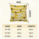 Buxainnsg Cute bee Pillow Covers 18x18 in Yellow Striped Pillow Covers 18x18 Set of 2 Farmhouse Cartoon Summer White Floral Pillows Cover Rustic Spring Flower Pillows Cover Decor for Couch Sofa