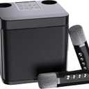 Mini Karaoke Machine for Adults and Kids,Portable Bluetooth Karaoke Speaker for TV, with 2 Wireless Microphones PA Speaker System for Indoor Outdoor Party, Family Party Singing (Elegant Black)