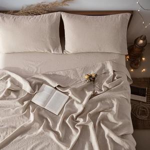 LBRO2M 100% Linen Sheet Set Queen Size, Bed Sheets 4 Piece Sets, Solid Color Natural Flax Bed Sheets Soft Breathable Bedding, 16" Deep Pocket,All Season (Super King, Linen)