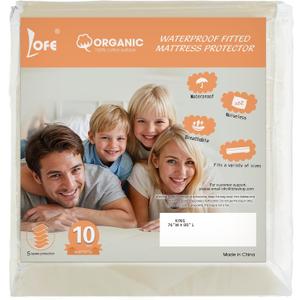 Organic Cotton King Mattress Protector - Top&Side 100% Waterproof Mattress Protectors, Breathable Organic Mattress Protector, Noiseless King Mattress Protectors Waterproof 80x76x17 in