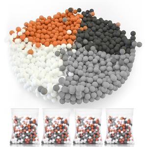 Cobbe 4 Packs Replacement Shower Head Beads，180g Shower Filter Stone Beads，Mineral Stone Balls for Water Filtration，for Filtered Shower Head (Orange Gray White)