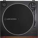 Audio-Technica At-LP60X-BW Fully Automatic Belt-Drive Stereo Turntable, Hi-Fi, 2 Speed, Dust Cover, Anti-Resonance, Die-Cast Aluminum Platter Brown