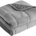 L'AGRATY Weighted Blanket - 48"x72" 15lbs Soft Breathable Heavy Blanket Minky Material with Glass Beads for Adult All-Season Summer Fall Winter Soft Thick Comfort (Smog Grey)