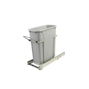 Knape & Vogt SCB9-1-20PT 8.375 inch x 20.125 inch x 17.313 inch 20 Qt. in-Cabinet Single Soft-Close Bottom-Mount Pull-Out Trash Can, Platinum