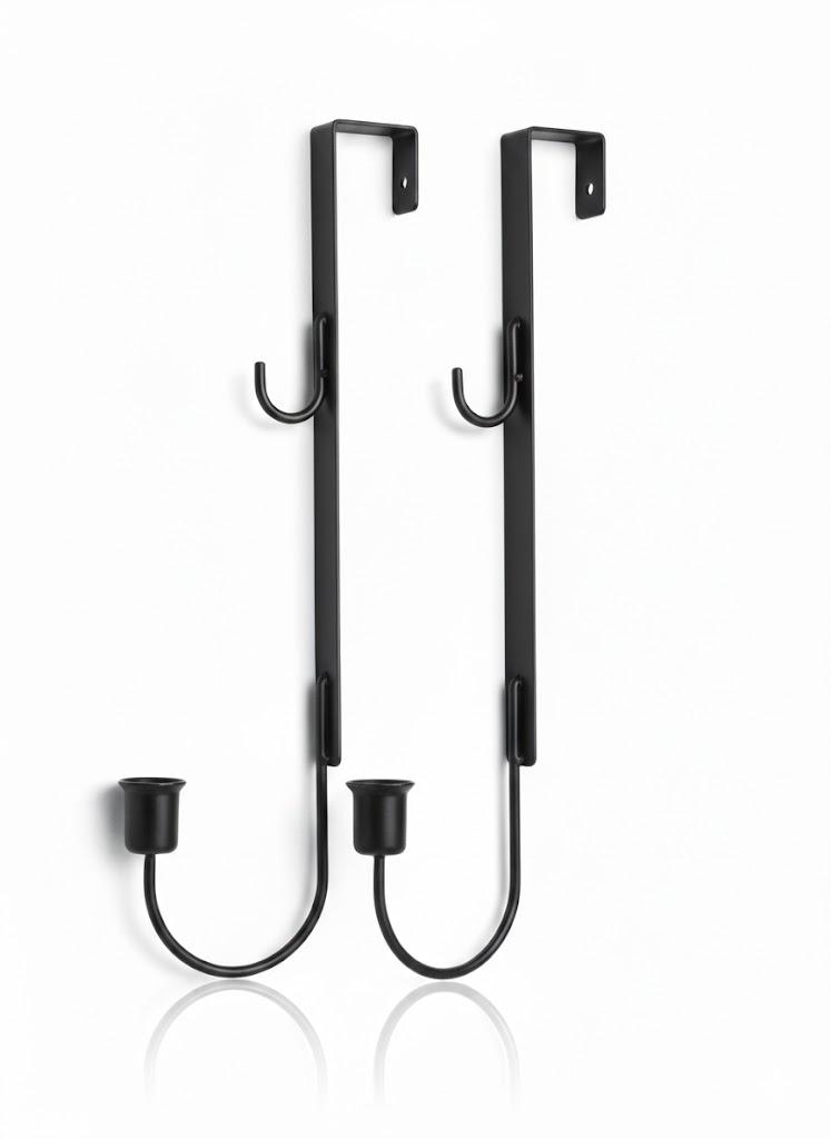 Over-the-Door Metal Taper Candle Holder Set (2-Pack) – Sleek Matte Black Finish