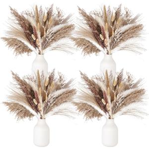 JOHOUSE 450PCS Natural Dried Pampas Grass Decor, Boho Wedding Pampas Grass Bunny Tails Dried Plants Farmhouse Decoration
