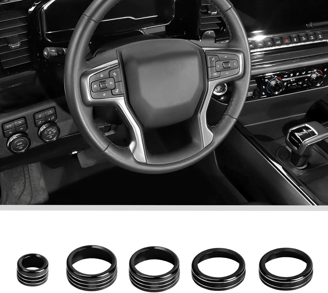 Voodonala Radio AC Knobs Air Conditioner Switch Button Center Console Switch Knob Cover Trim for 2022-2025+ Chevy Silverado GMC Sierra Interior Accessories Aluminum Alloy Black