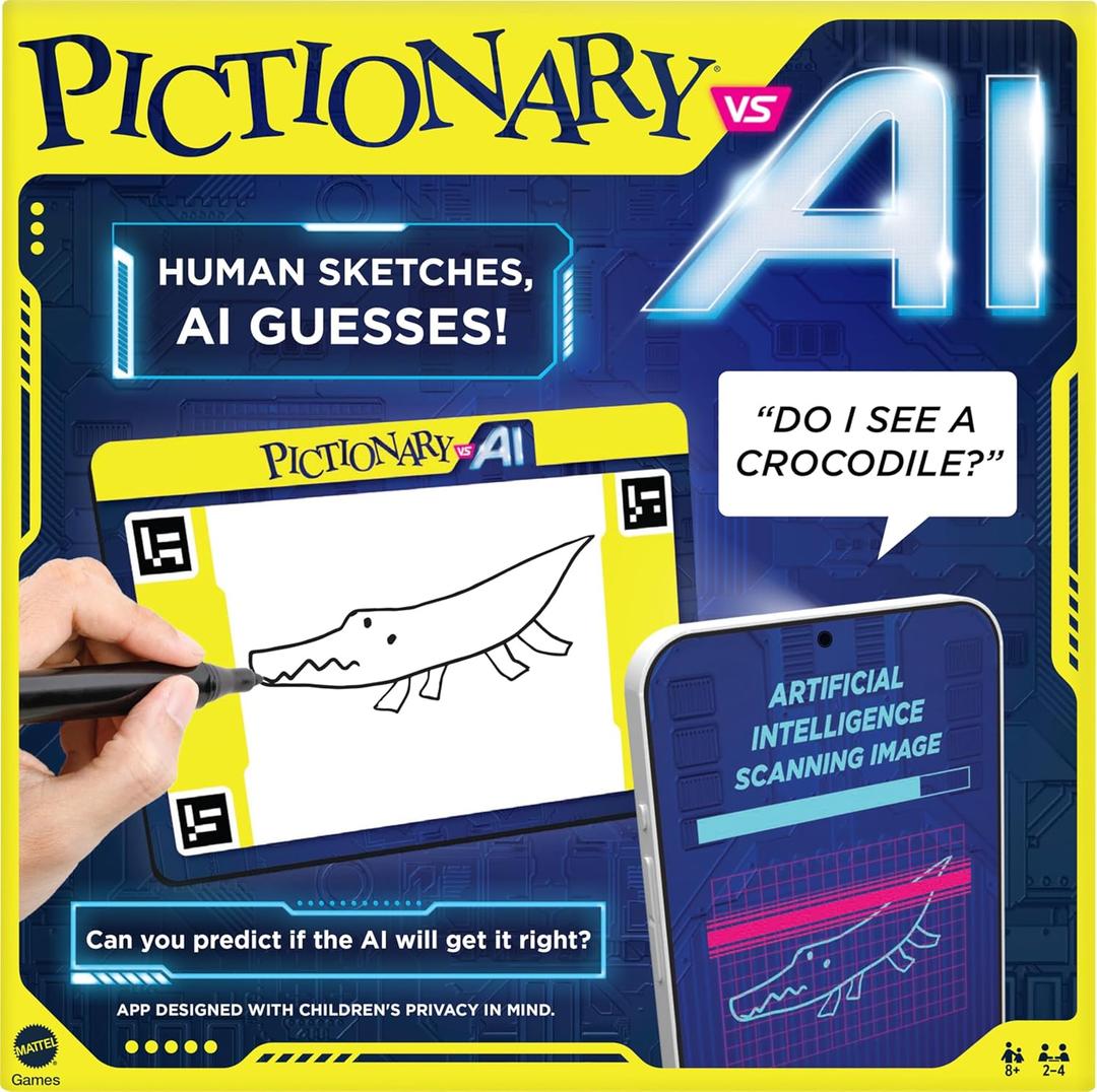 Mattel Games Pictionary Vs AI Family Game for Kids and Adults and Game Night Using Artificial Intelligence for 2  4 Players
