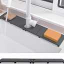 Fast Drying Faucet Mat for Kitchen Sink, Water Absorbent Diatomite Stone Sink Tray with Raised Feet, Kitchen Sink Splash Guard, Prevents Moisture Buildup, Durable Protector for Bathroom Counter (20" x 4", Dark Gray Style 3)