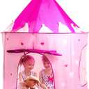 Play22 Play Tent Princess Castle Pink - Features Glow in The Dark Stars - Portable - Kids Pop Up Tent Foldable Into A Carrying Bag - Indoor and Outdoor Use - Original