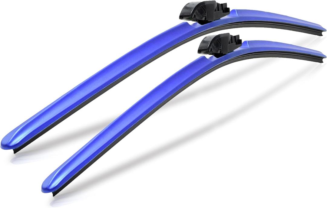 ClixWipers 22" + 22" (Set of 2) Blue All Weather Premium Automotive Replacement Windshield Wiper Blades, Passenger and Driver Side Winter Wiper Blades for Various Car Models