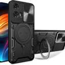 Ysnzaq Armor Case for Motorola Moto G04 /G24 /E14, Military Grade Shockproof Protective Phone Case with Magnetic Coil Bracket for Moto G04 /G24 /E14 CQ Black