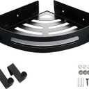 COVRA Wall-Mounted Corner Shelf, Single Pack, Bathroom Tray Organizer with 2 Hooks, Ideal for Bedroom, Living Room, Bathroom, and Kitchen (Black)