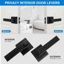 10 Pack Matte Black Door Handles Privacy Door Levers, Heavy Duty Bed and Bath Door Locks Interior Door Knobs, Reversible Keyless Flat Levers with Square Rosette