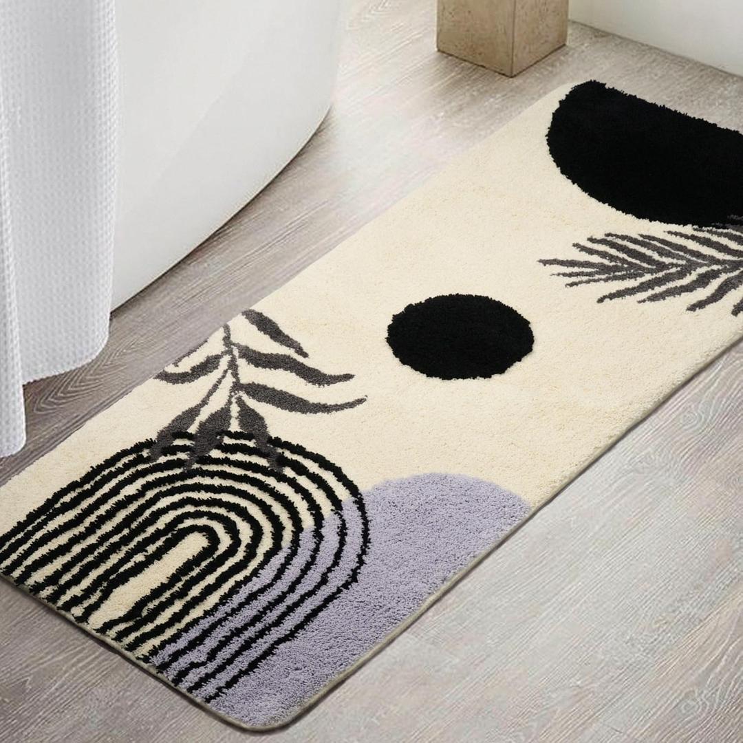Boho Bathroom Runner Rug Non Slip, Large Long Bathroom Rugs Cute Bath Mat for Bedroom Hallway, Soft Washable Absorbent Shower Rug