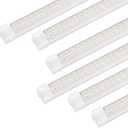 Plug-in 4FT LED Shop Lights - 50W 6500K 7000LM Daylight, Linkable Integrated V-Shape (6-Pack)