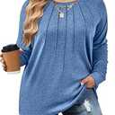 IN'VOLAND Plus Size Ladies Long Sleeve Tops Business Casual Sweaters for Women Casual Fall Tops Dressy Shirts Loose Fit Tunic Tops Blue, 18W