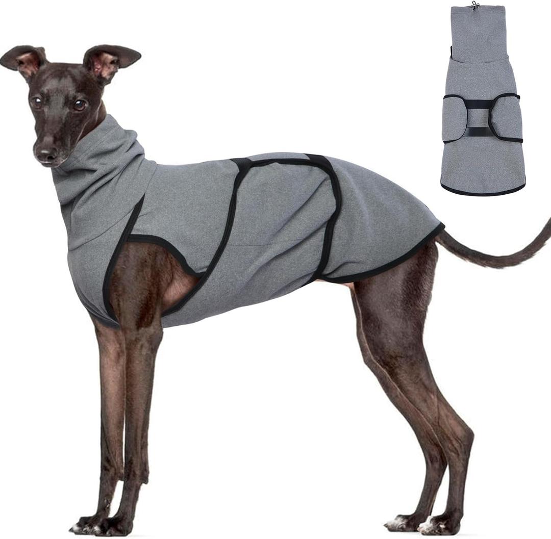 Dog Anxiety Jacket Calming Shirt, Anxiety Relief Calming Vest with Dog Ear Muffs, Noise Protection Dogs Winter Coat, Lightweight Stretchy Turtleneck T-Shirts L