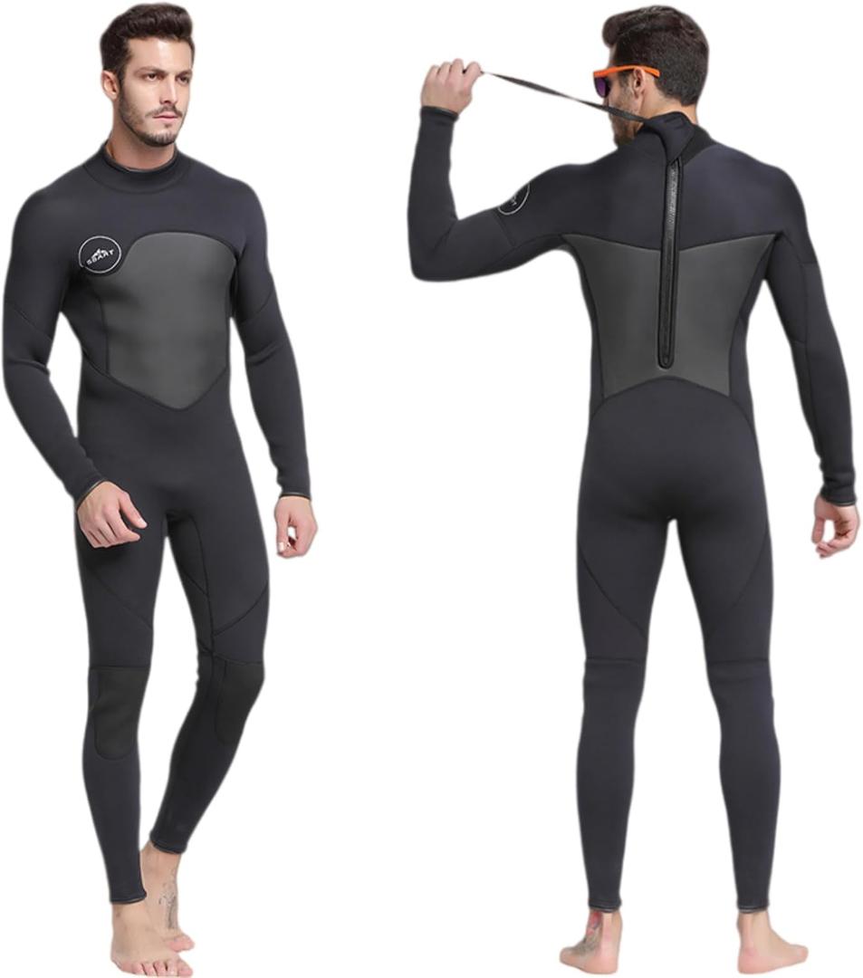 Sbart Premium Men's 1.5mm Neoprene Full Body Wetsuit, Keep Warm & Comfy, Adult Men Fullsuit Diving Suit for Scuba Diving Snorkeling Surfing Swimming Kayaking Paddling SUP All Watersports, Medium