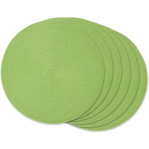 DII Classic Woven Tabletop Collection, Indoor/Outdoor Placemat Set, Round, 15" Diameter, Lime, 6 Piece