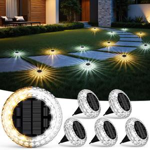SOLPEX Solar Outdoor Ground Lights, 2 Lighting Models Deck Lights, Solar Powered Backyard Decor, IP67 Waterproof Landscape Lighting for Pathway, Walkway, Garden, Patio (6 Pack)