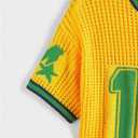 Verdusa Men's Jersey Shirts Short Sleeve Sweater Crew Neck Streetwear Pullover Knit Tops Yellow X-Large (XL)