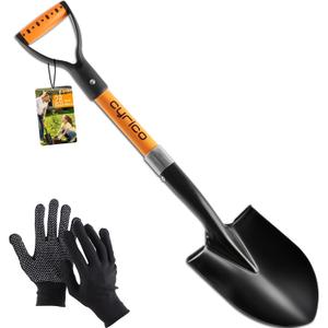28 Inch Shovel for Digging, Heavy Duty Round Point Garden Shovel with D-Handle Fiberglass Handle, Portable Small Shovel for Gardening Landscaping Camping Snow Removal Beach Car Emergency Tool