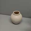 Ceramic Flower Vase Home Decor, 6.2 inch Farmhouse Rustic Vintage Decorative Vases, Pottery Terracotta Boho Flowers Vases for Dining Table, Living Room, Shelf, Kitchen, Bedroom (6.2"-White)