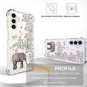 Compatible with Samsung Galaxy S23 Cases with Design, Cute Transparent Phone Case for Women Girls Girly with Heavy Duty Protective Bumper (Clear Elephant Flowers)