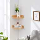AZL1 Life Concept Accent Utility Levie Rustic Modern Floating Corner Wood Wall Shelves for Living Room Kitchen Home Office and More, 12 inches, Walnut