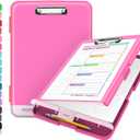 Sooez High Capacity Nursing Clipboard with Pen Holder, Heavy Duty Plastic Clipboard Folder - Teacher Must Haves, Office Supplies (Rose Pink)