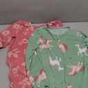 Simple Joys by Carter's Girls' 2-Pack Loose-fit Fleece Footed Pajamas (8, Mint Green Horses/Raspberry Red Floral)