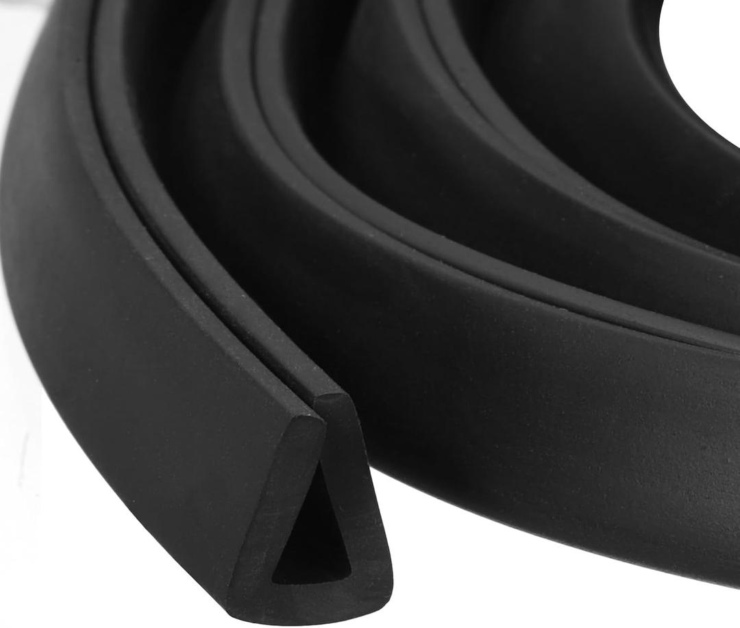 uxcell U Channel Edge Trim, 16.4ft Length Rubber Guard Seal Strip Edge Protector Flat Type Fit for 5mm Edge, (23/64" W x 7/16" H) Black