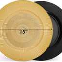 Hiceeden 12 Pack Gold Charger Plates for Dinner Plates, 13" Round Plastic Chain Shaped Charger Service Plates, Decorative Chargers Bulk for Table Setting, Wedding, Party, Event
