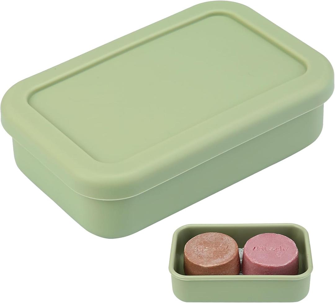 Travel Soap Container, Leakproof Soap Case, Large Shampoo Bar Case, Leakproof Soap Box with Draining Layer, Slip-Resistant Portable Bar Soap Holder for Travel Camp Gym(Pea Green) (Rectangular Pea Green)