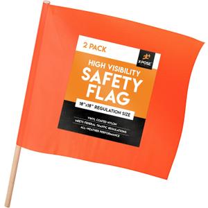 Orange Safety Flags,18"x18" Orange Flag,Square Safety Flag,Oversize Signs and Flags,Wide Load Flags,Caution Flags for Roof,Oversized Load Flag,Red Flag for Truck Loads, Towing (Pack of 2)