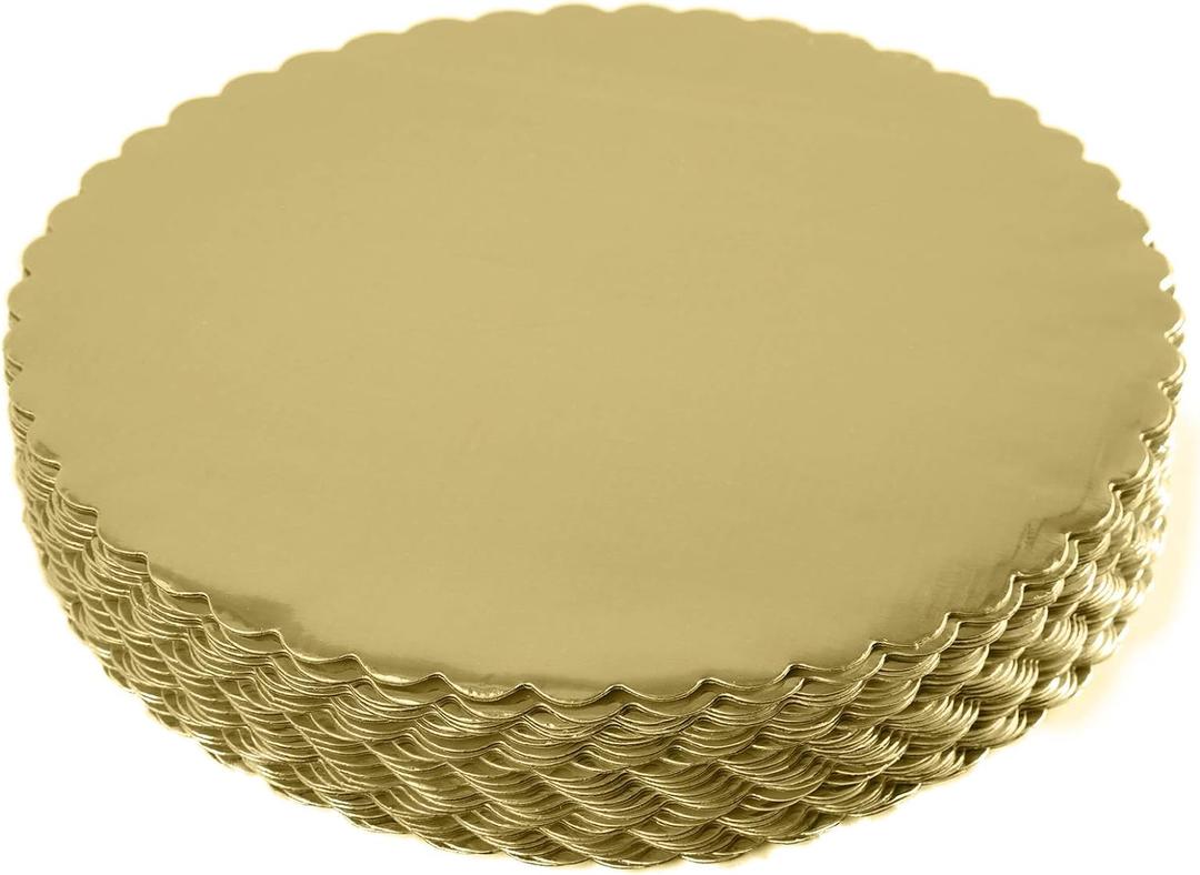 [15pcs] 12" Gold Cakeboard Round,Disposable Cake Circle Base Boards Cake Plate Round Coated Circle Cakeboard Base 12inch,Pack of 15