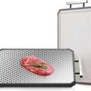 Stainless Steel Cutting Board Anti-scratch Grid Design, Large 16"*11" Double Sided Non Toxic Cutting Board, Kitchen Metal Chopping Boards for Meat Veggies,Dishwasher Safe, Juice Groove (Black)