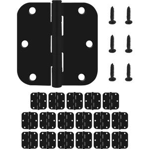 Nuk3y Residential 3 1/2" x 3 1/2" Ball Bearing Door Hinge 5/8 Radius (18 Pack, Matte Black)