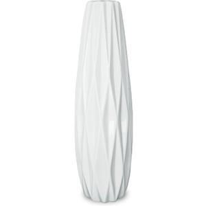 White Ceramic Flower Vase,12 Inch Tall Modern Textured Vases for Farmhouse,Shelf,Table Centerpieces,Home Decor,Living Room Decorations Minimalist Large Pattern Vase for Pampas Grass Flower