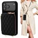 for iPhone 17 Pro Max Case Wallet, RFID Blocking PU Leather Zipper Handbag Purse Flip Cover, Kickstand Folio with Slots Holder Strap Lanyard 5G 6.9 Inch (Black, for iPhone 17 Pro Max Case)