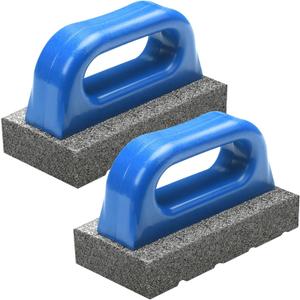 Wenqik 2 Pcs Rub Brick with Handle Concrete 20 Grit Masonry Tools Smoothing Cleaning Removing Marks Tool(Blue)