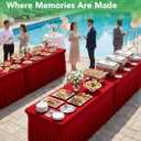 4 Pack Spandex Table Cover Skirts for 6ft Rectangle Tables, Red Stretch Table Cloths with Floor-Length Ruffle, Elastic Fitted Skirted Tablecloth for Elegant Wedding Banquet Party Buffet Decoration