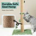 Cat Scratching Post, 34'' Tall Cat Scratchers for Indoor Cats with Hanging Balls, Tall Cute Sisal Kitten Scratch Post with Reinforced Stable Base, Green, Medium