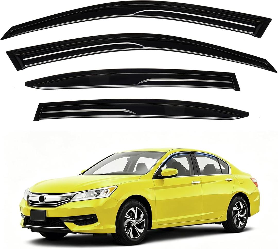 Accord Rain Guards - Window Visors for Honda Accord 2008-2017, Out-Channel Side Window Rain Guards for Accord Accessories, 4PCS, Black, Car Accessories